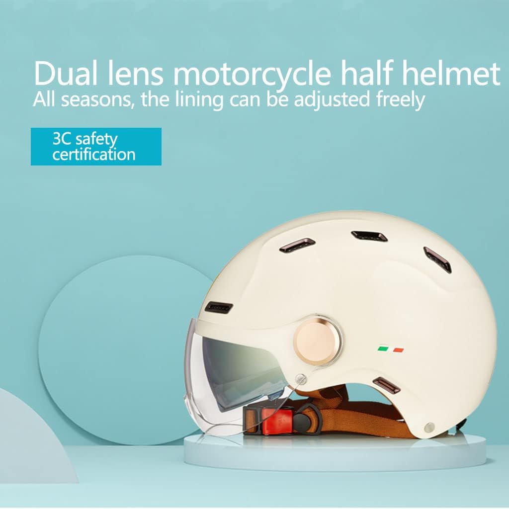 Vespa – Casco abierto retro eléctrico para motocicleta, medio casco con doble visera, certificado por DOT, para hombres y mujeres, ATV Street