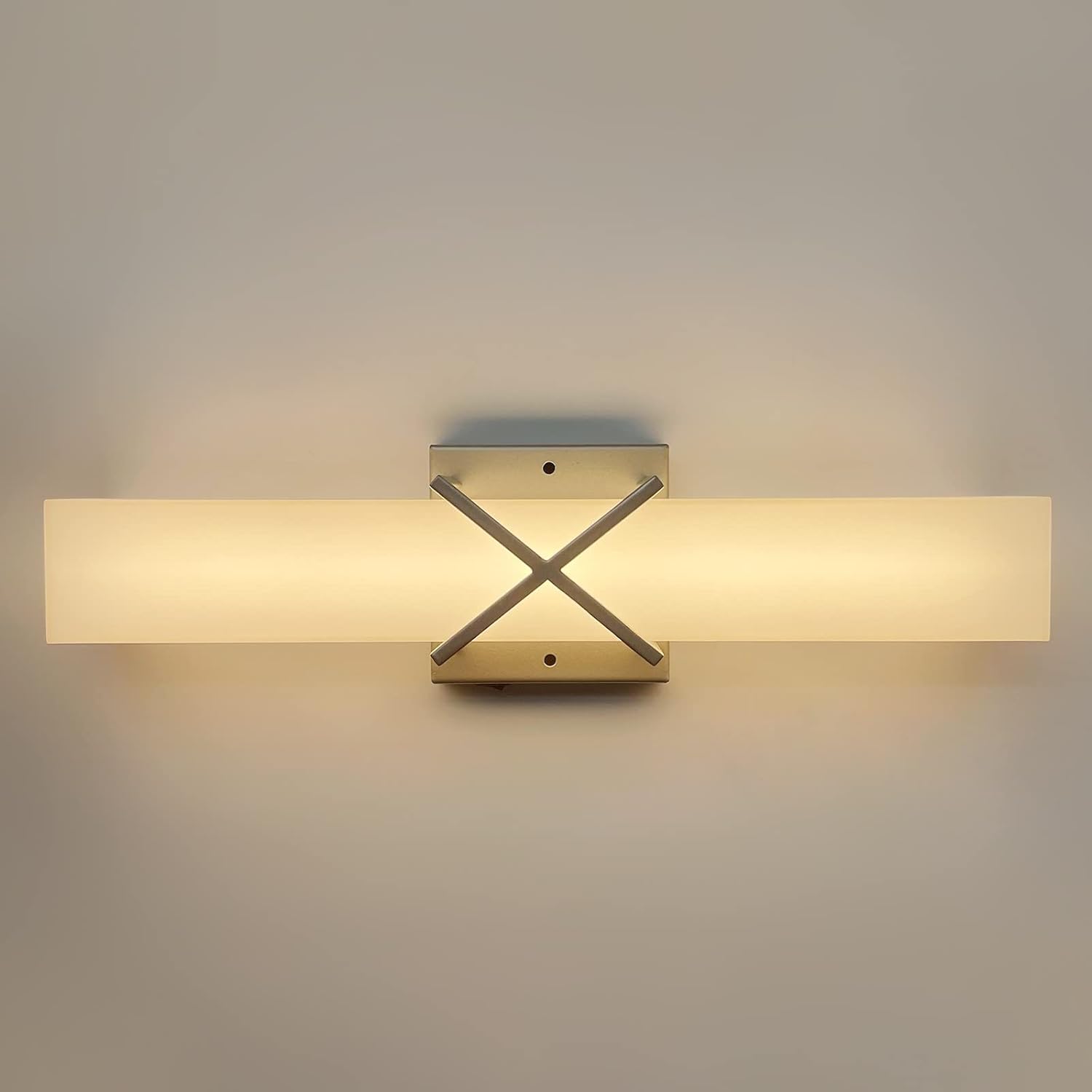 Dream lighting Lámpara LED de 12 V, lámpara de pared con interruptor, acabado plateado champán, 3500 K, 15 pulgadas