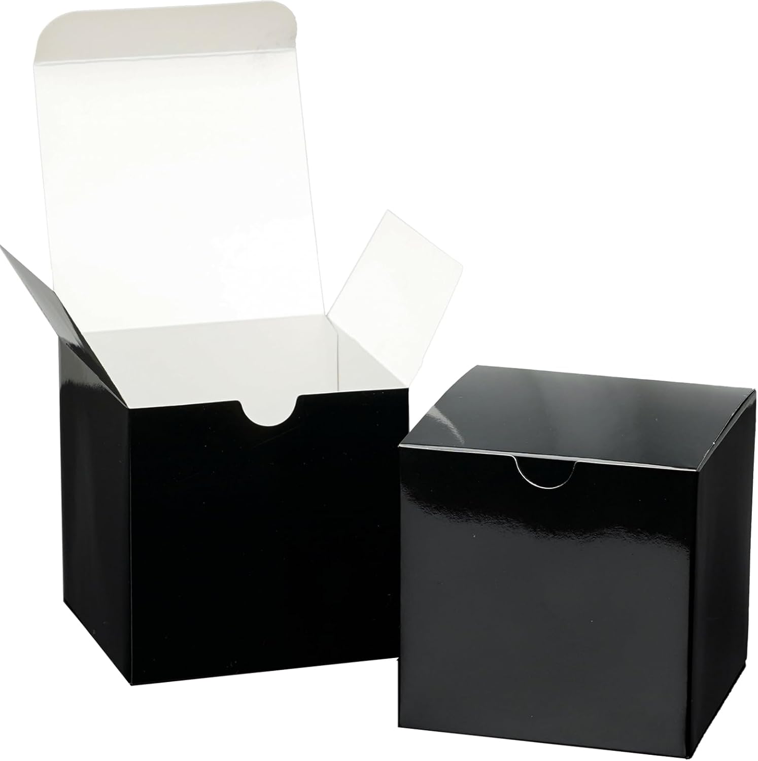 Paquete de 30 cajas de regalo negras de 4 x 4 x 4 pulgadas, cajas negras brillantes, cajas de regalo pequeñas para fiesta de cumpleaños, propuesta