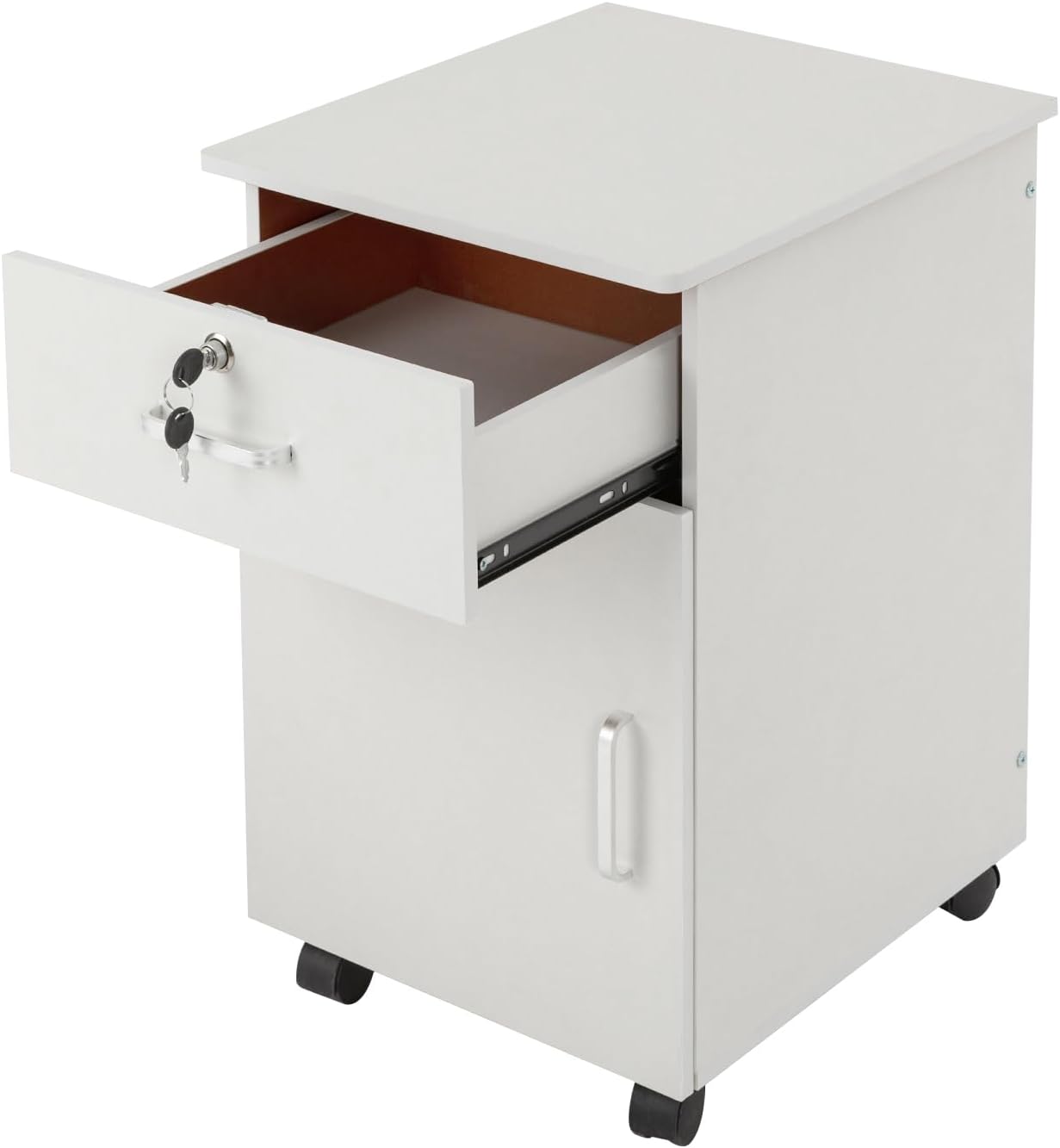 Fetcoi Archivador móvil vertical portátil con estantes de almacenamiento, gabinete móvil debajo del escritorio, cajones de oficina con cerradura y