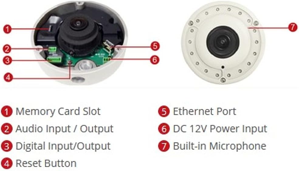 ACTi B76A Cámara Domo Hemisférica para exteriores de 12MP Video Analytics con SLLS, H.264, Dewarping, 2D+3D DNR, Micrófono incorporado,