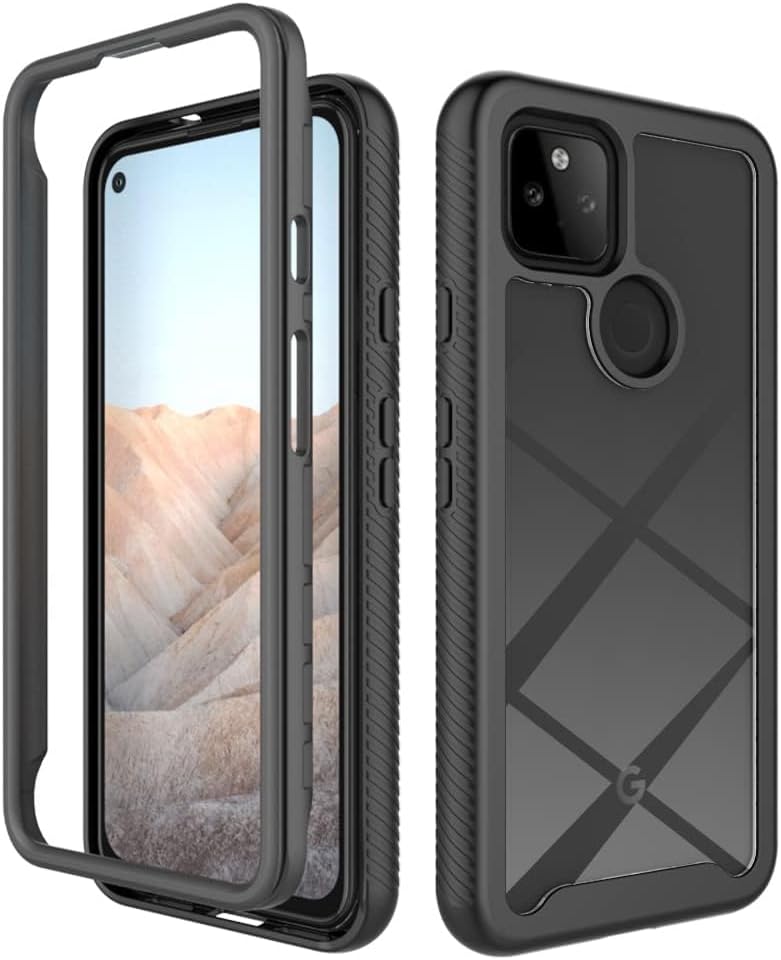 Asuwish Funda para teléfono para Google Pixel 5a 5G con protector de pantalla de vidrio templado y soporte delgado, híbrida, resistente, funda