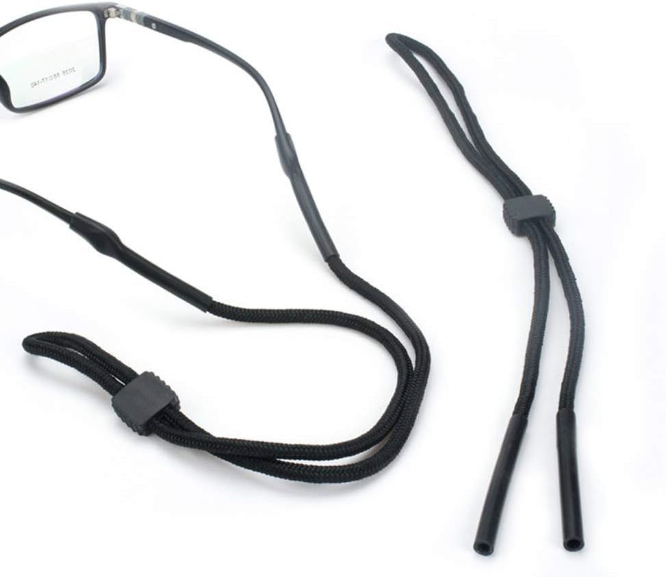 6 correas de poliéster negro para gafas, correas ajustables para gafas, cordones antideslizantes para lentes de sol alrededor del cuello, correa