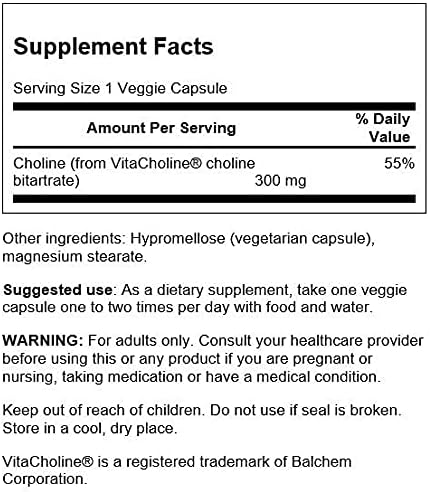 Swanson Bitartrato de colina Vitacholine 300 mg 60 cápsulas vegetales 2 unidades