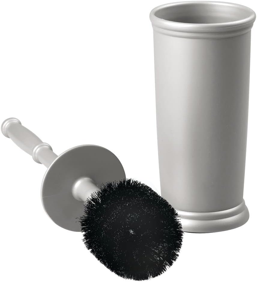 mDesign – Escobilla de inodoro y soporte de plástico para almacenamiento de baño y organización, ahorro de espacio, resistente, limpieza profunda,