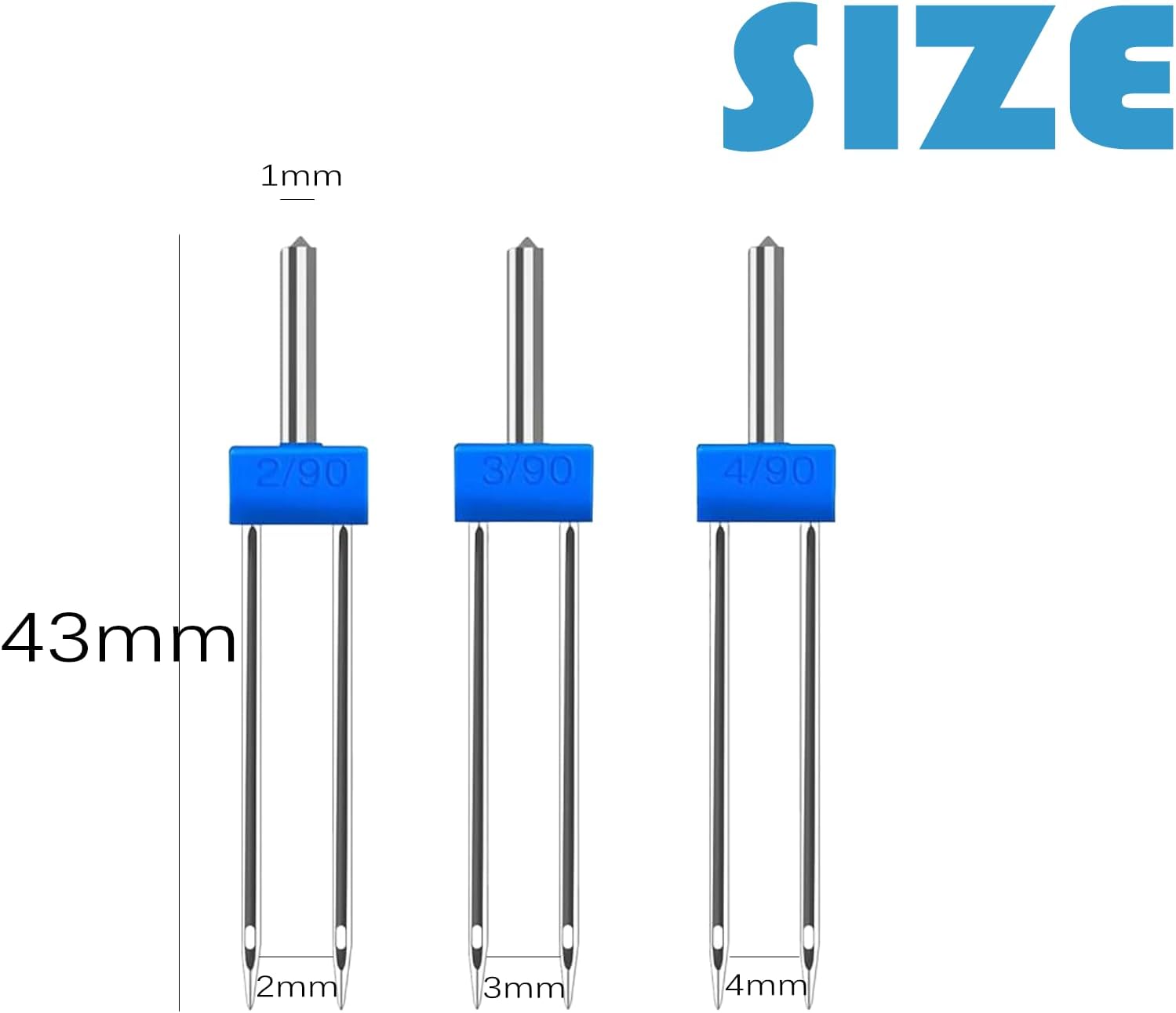 Juego de 2 agujas gemelas para máquina de coser doméstica, agujas dobles para máquina de estirar, pasadores dobles para máquina de coser, 3 pines