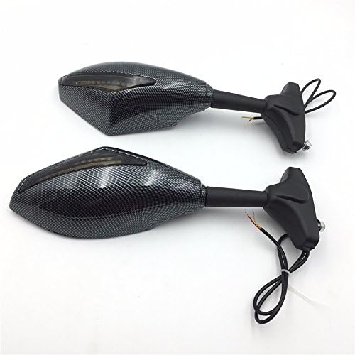 XKH – Espejo de señal de giro LED azul para motocicleta, fibra de carbono, humo, compatible con Honda Cbr 125R 150R Suzuki Sv650S Katana Tl1000R