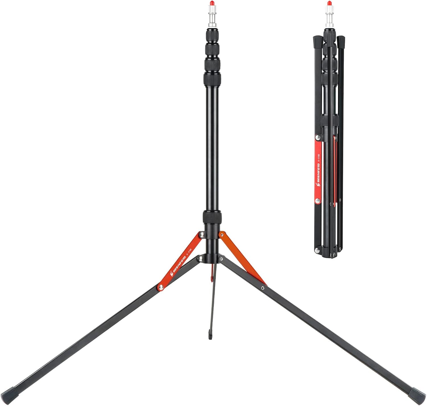 Besnfoto Soporte de luz para fotografía, ligero, portátil, de aluminio, 86.6in7 pies para luz de velocidad, flash, luz LED, caja de luz pequeña, luz