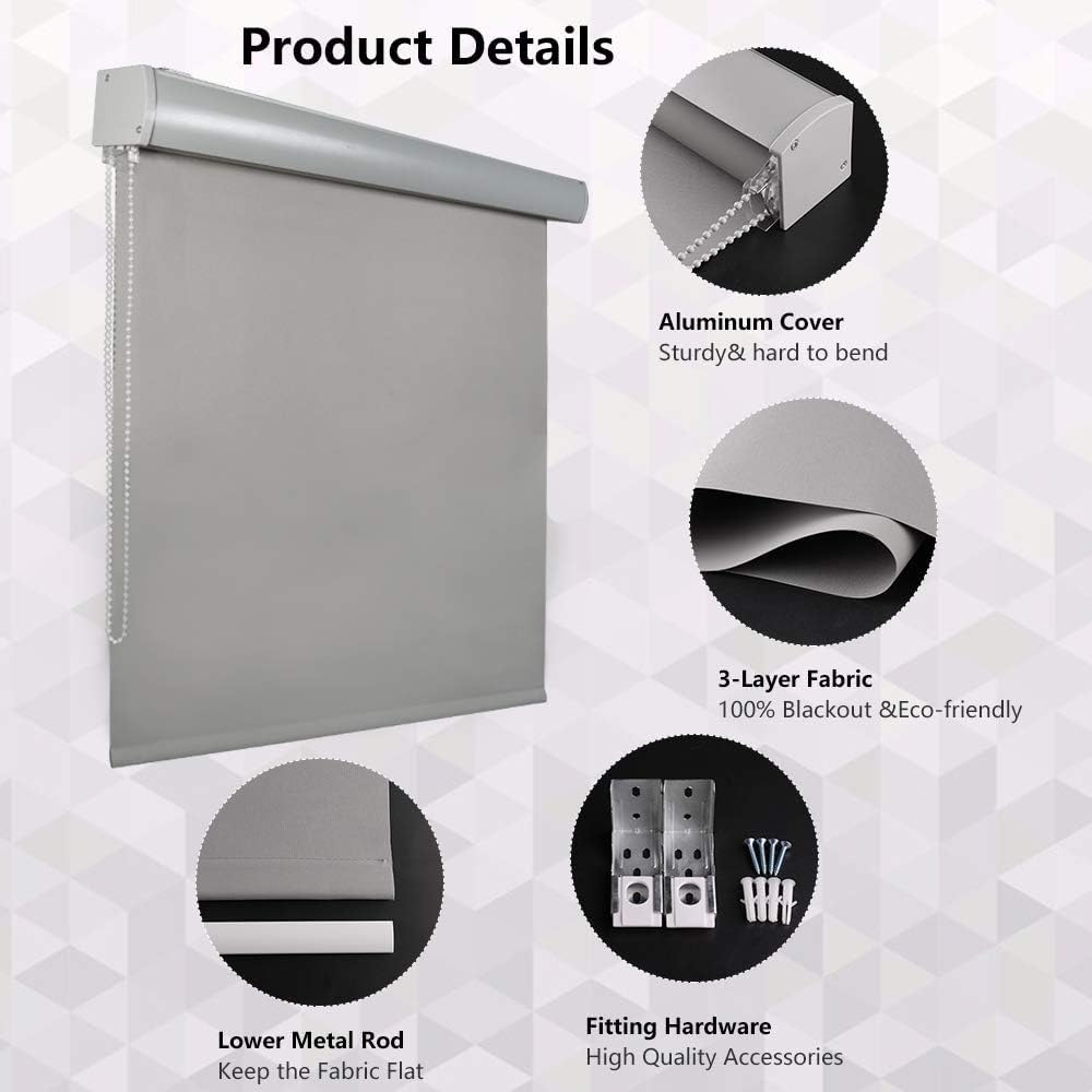 LUCKUP Persianas enrollables opacas con cubierta de cenefa, impermeable, protección UV, de privacidad, tela con aislamiento térmico para dormitorio,