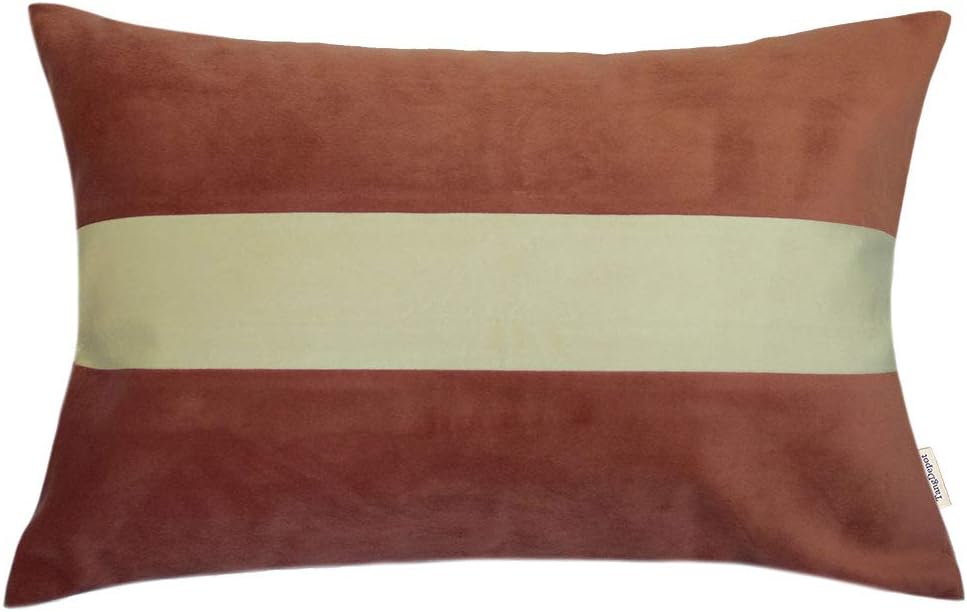 TangDepot Hevey – Fundas de almohada decorativas de terciopelo con rayas blancas crema, súper suaves, para interiores y exteriores, funda de