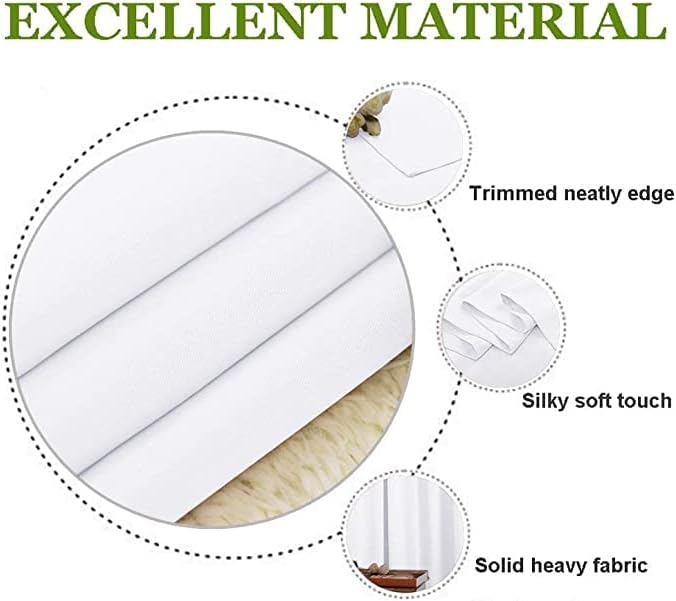 Advik Tex Co Cortinas 100% opacas con pestaña trasera para ventanas de tamaño extra largo, sala de estar, villa (blanco, 42 pulgadas de ancho por 95