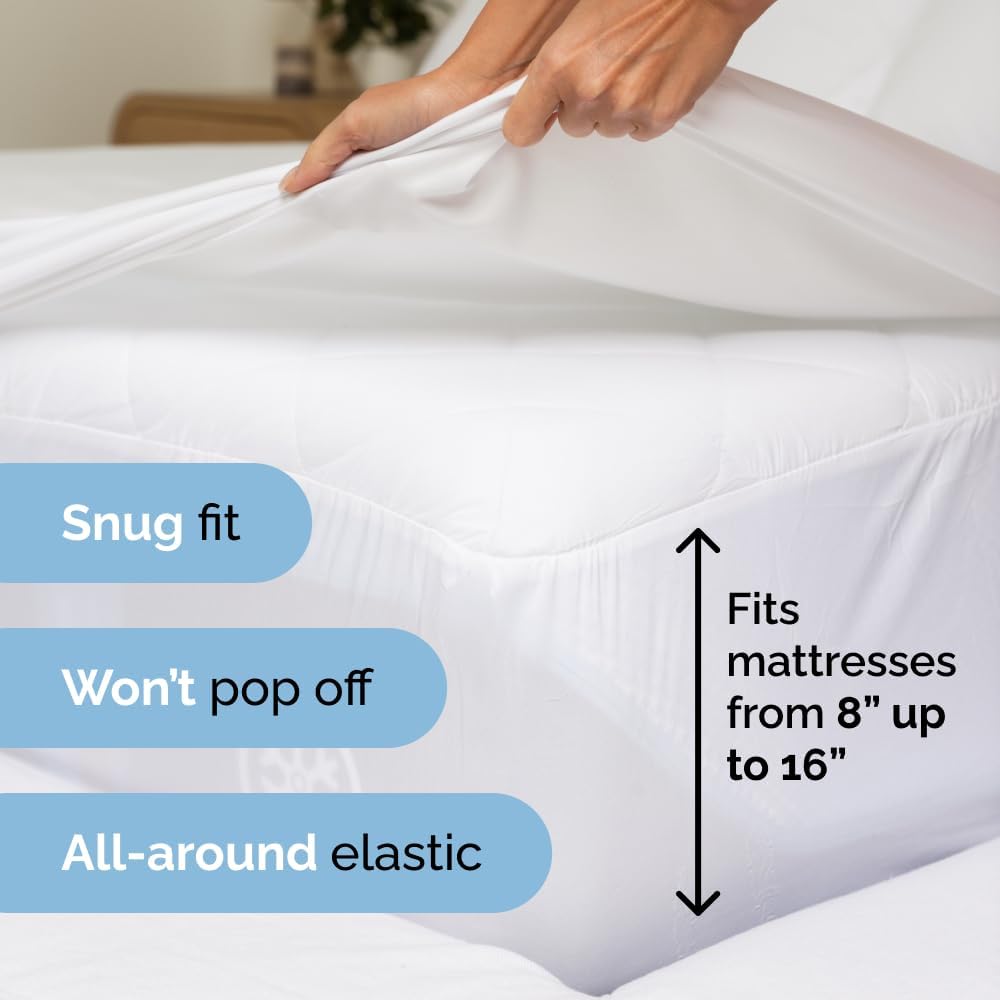 CGK Unlimited – Juego de sábanas para cama de matrimonio, sábanas blancas, sábana bajera, 4 fundas de almohada, bolsillos muy profundos, de