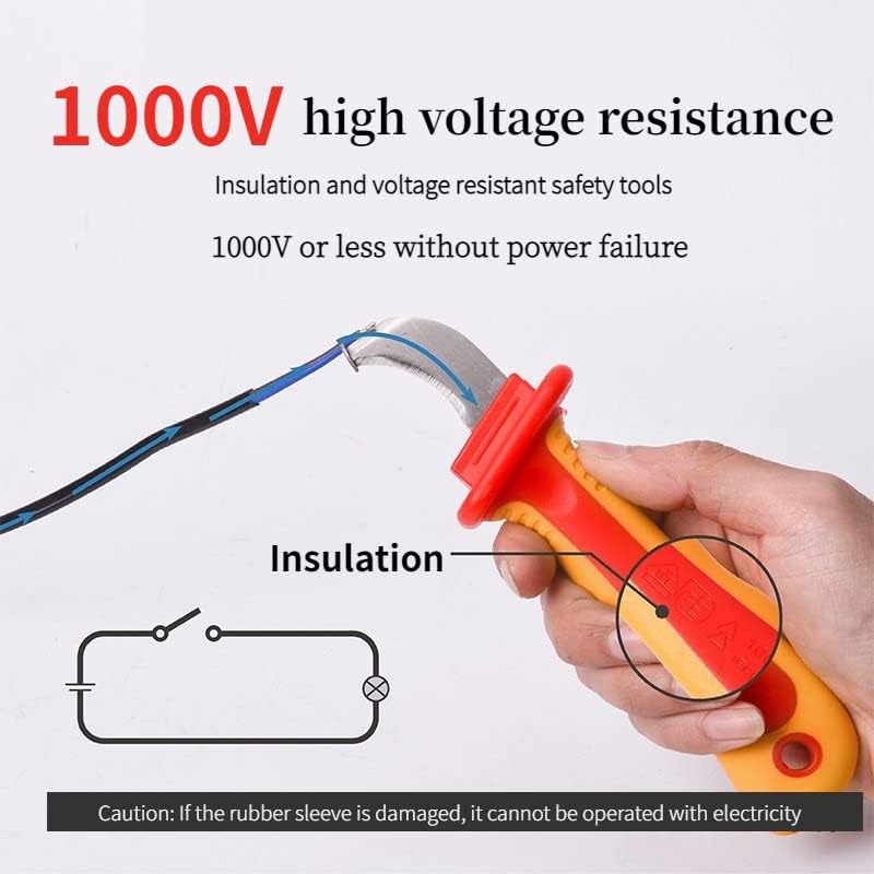 Walfront (IEC60900 1000V) Aislamiento Electricista Cuchillo Anti-Magnético Tira Rápida Cable Stripper Cortador para Instalación de Instrumentos,