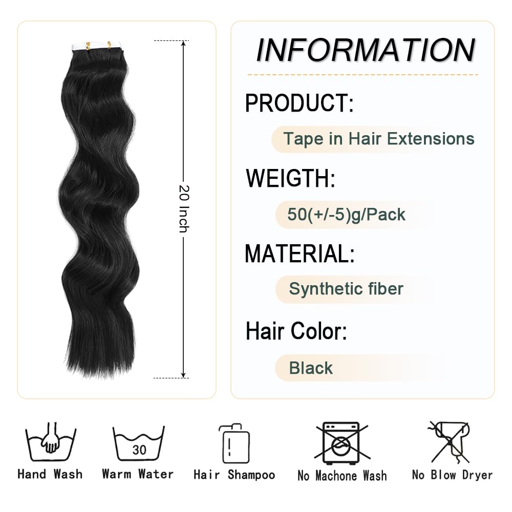 AFNOTE Extensiones de cabello con cinta, 10 unidades, 1.76 oz, rizado, ondulado, extensiones de cabello con cinta adhesiva invisible de 20 pulgadas,