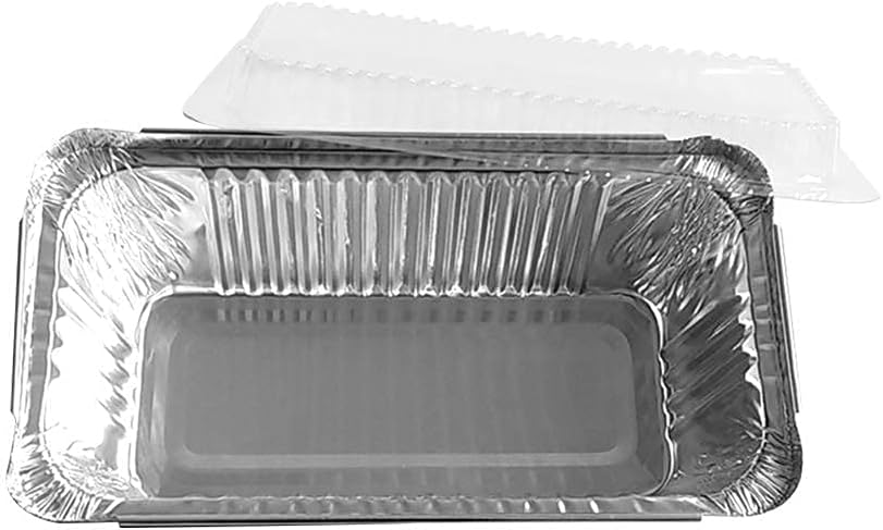 Paquete de 50 moldes desechables de papel de aluminio de 1 libra, moldes para hornear con 50 tapas