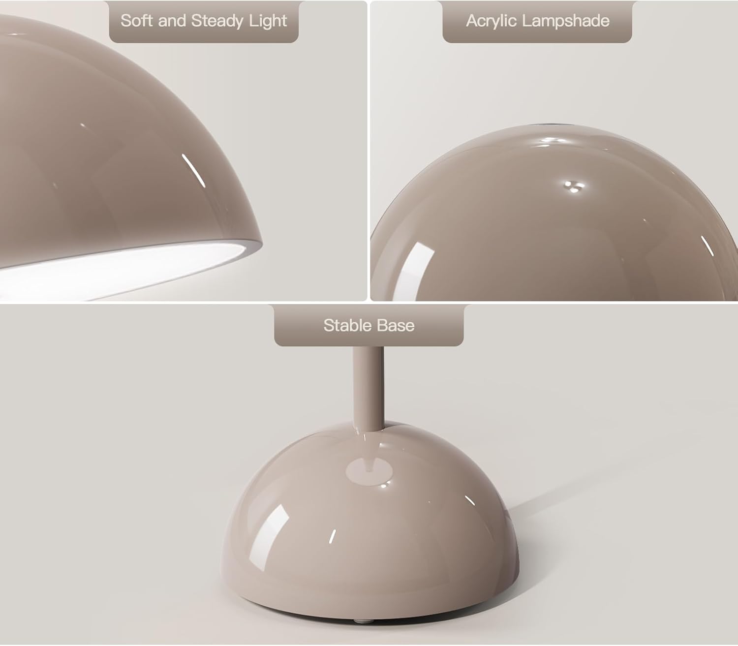 Lámpara de mesa de noche de hongos, recargable, lámpara de mesa de noche con control táctil diammable con cable de carga para el hogar, dormitorios,