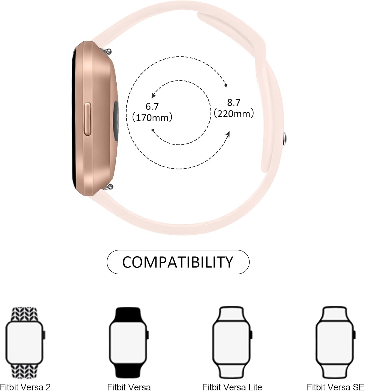 Paquete de 3 bandas de silicona compatibles con Fitbit Versa 2 bandas para mujeres y hombres, correas de repuesto deportivas suaves y transpirables