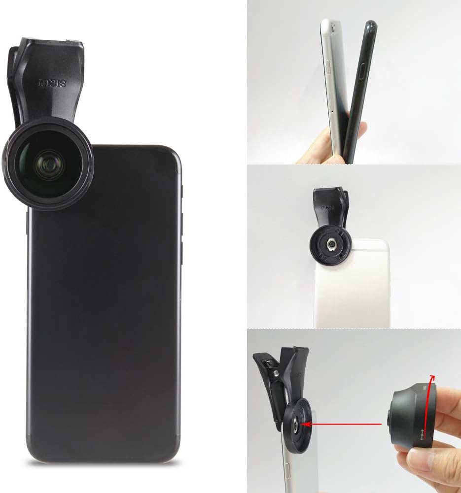 Sirui SU18WAK+MSC-06 SIRUI – Lente auxiliar para cámara de teléfono móvil de 0.715 pulgadas, versión mejorada, color negro, con adaptador de clip