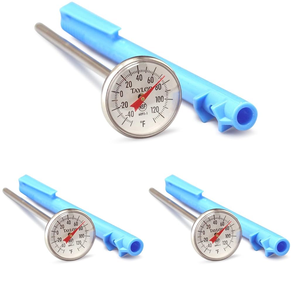 Taylor Termómetro bimetálico Bi-Therm de lectura instantánea de grado estándar (vástago de 5 pulgadas, esfera de 1 pulgada, -40 a 120 grados
