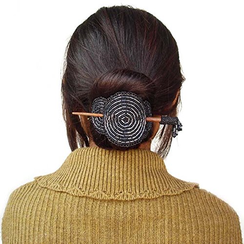 HECHO HECHO HECHO JOYERÍA INDIA SEMILLA NEGRA RECUENTOS PARA EL CABELLO ACCESORIOS BARRETTE Z-40-SB-12