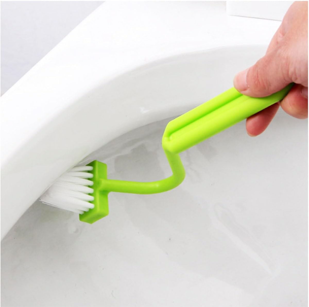 3 cepillos de plástico curvados pequeños para inodoro, cepillos de limpieza de plástico para baño, adecuados para limpiar bordes de inodoro, borde