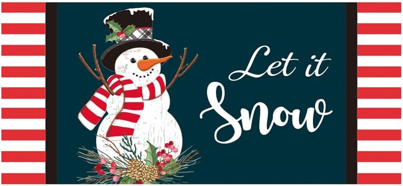 Evergreen Flag Holly Snowman Sassafras Mat  Tapete de entrada intercambiable para interiores y exteriores  22 pulgadas x 10 pulgadas  Parte trasera