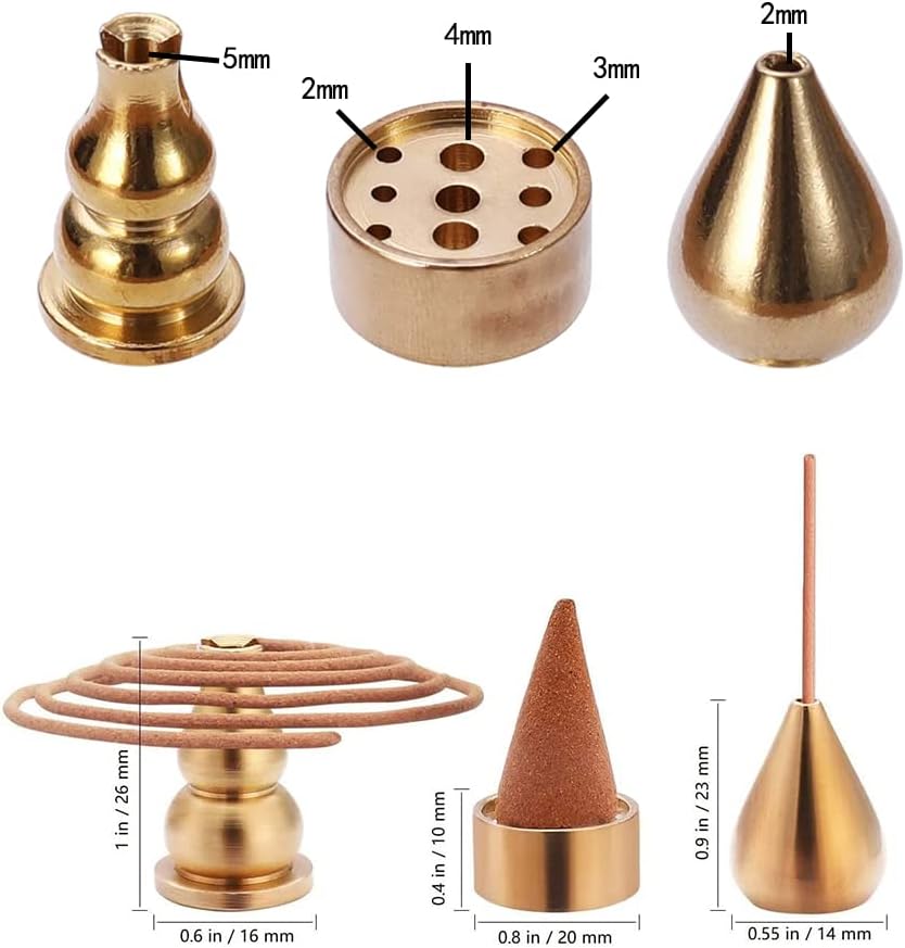 Quemador de incienso de latón, soporte para cono de incienso, soporte de bobina de incienso, soporte para barra de incienso, 3 estilos.