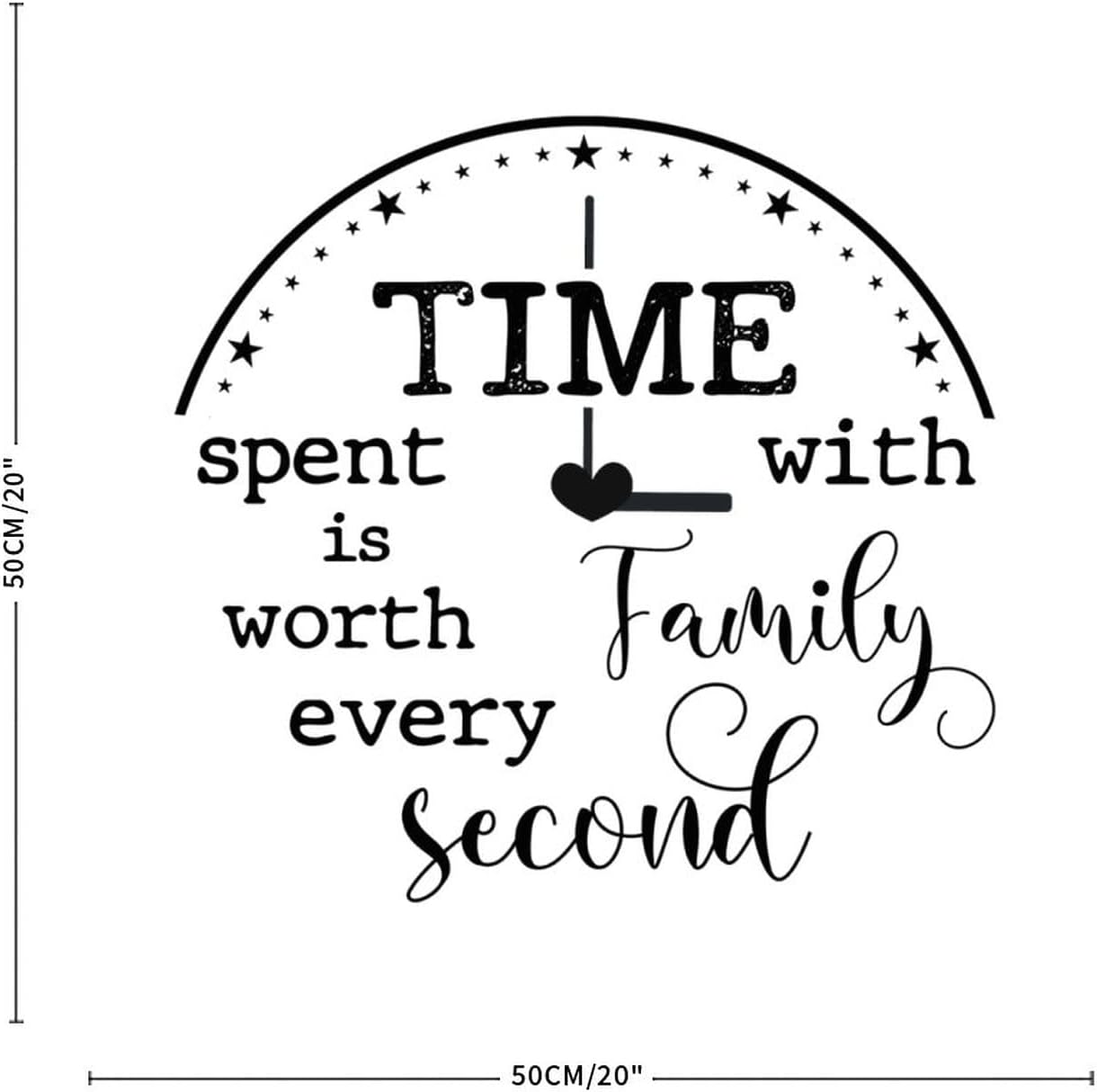 Time Spent with Family is Worth Every Segundo – Adhesivo de pared inspirado en el corazón calentador, decoración de pared para dormitorio, sala de
