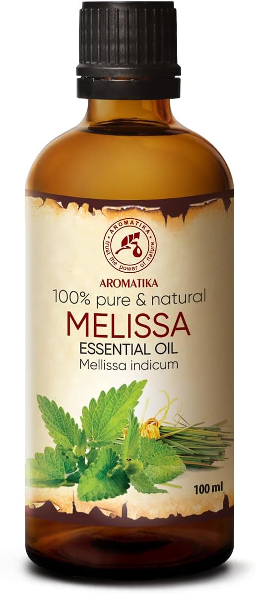 Melissa – Aceite esencial de Melissa de 3.4 onzas líquidas – Melissa Indicum – Aromaterapia – Homefragrance – Aceite puro de melisa para el cuidado
