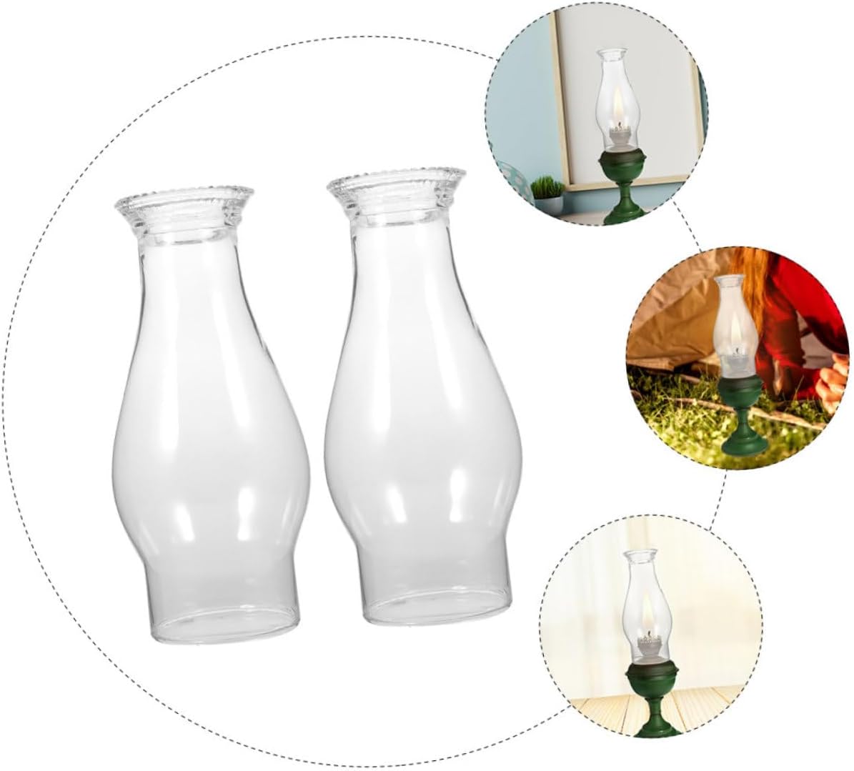 Angoily 2 unids vintage lámpara lámpara accesorios vintage pantalla lámpara de vidrio lámpara de queroseno chimenea de vidrio pequeña lámpara aceite
