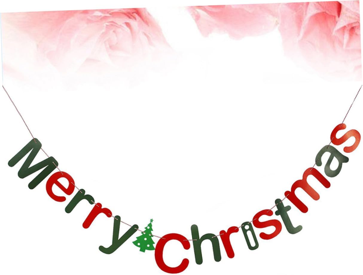 jojofuny 2 unidades de 3 banderines de Navidad Bandera de Navidad Bandera colgante de Navidad Cartel de fieltro de Navidad Cartel de Feliz Navidad