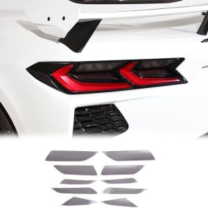 Marco de luz trasera negra, 4 piezas compatibles con Corvette C8 Stingray 2020 2021 2022 2023 cubierta de luz trasera, accesorios de decoración Marco de luz trasera negra, 4 piezas compatibles con Corvette C8 Stingray 2020 2021 2022 2023 cubierta de luz trasera, accesorios de decoración