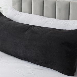 Almohadas de cuerpo negro Sherpa para adultos, funda de almohada corporal ultra suave con cierre de sobre, funda de almohada corporal mullida de 21 Almohadas de cuerpo negro Sherpa para adultos, funda de almohada corporal ultra suave con cierre de sobre, funda de almohada corporal mullida de 21