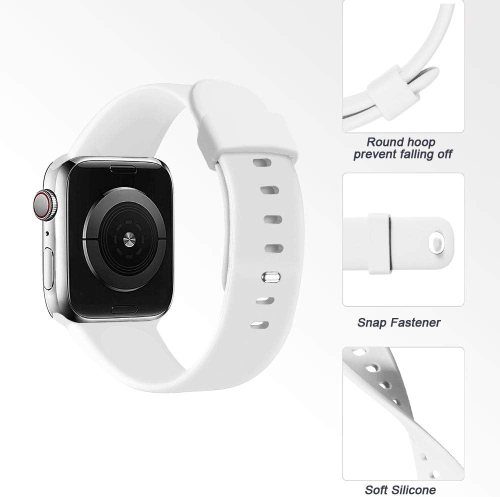 Correa deportiva compatible con Apple Watch de 38 mm, 41 mm, 40 mm, 45 mm, 44 mm y 42mm, correa de repuesto de silicona suave compatible con iWatch