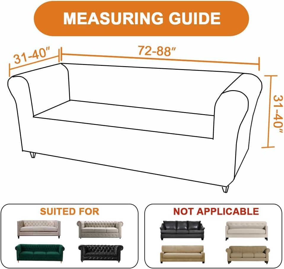 1 funda elástica Chesterfield para sofá de 3 cojines, para sala de estar, funda de sofá ajustable para mascotas y perros, protector de muebles