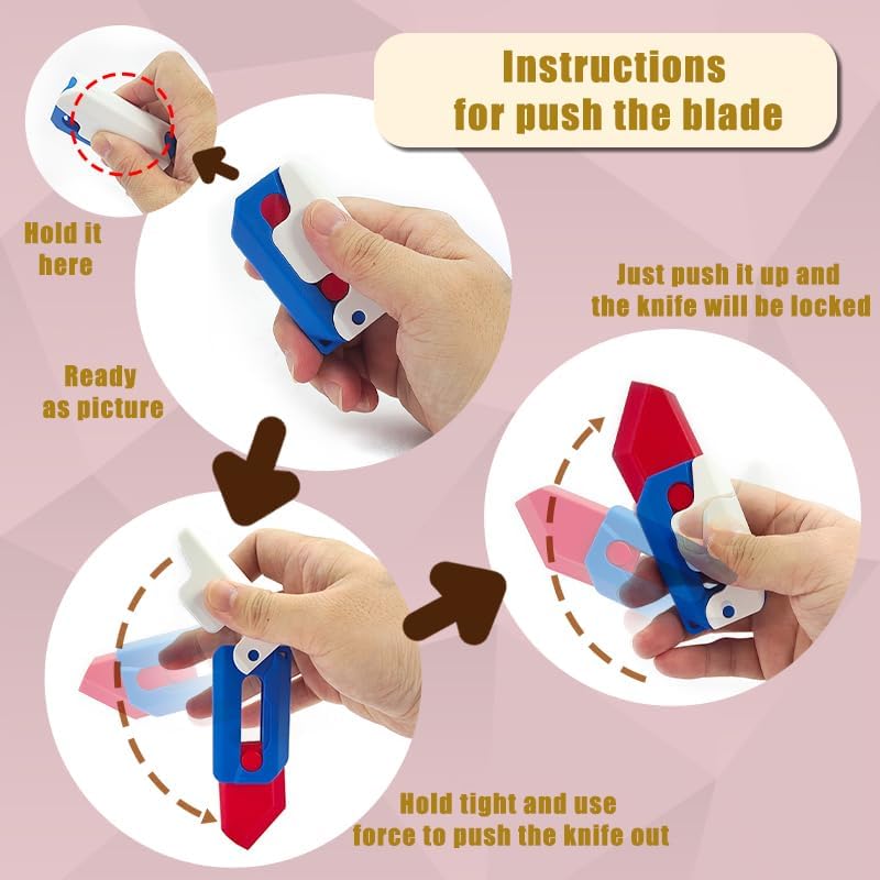 6 cuchillos para ansiedad, juguete de gravedad 3D, plástico de gravedad 3D, cuchilla de interruptor de juguete, impreso, cuchillo de impresión,