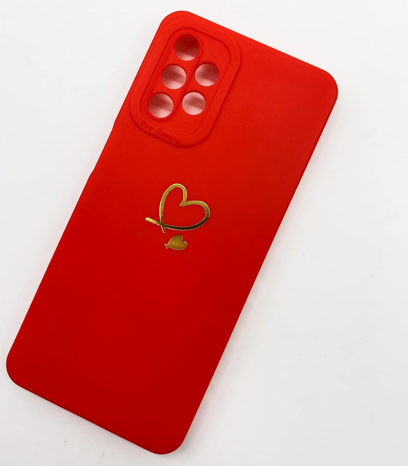 Qokey Para Galaxy A32 5G de 6.5 pulgadas (no compatible con A32 4G), lindo corazón de amor dorado chapado en brillante con protección de cubierta de