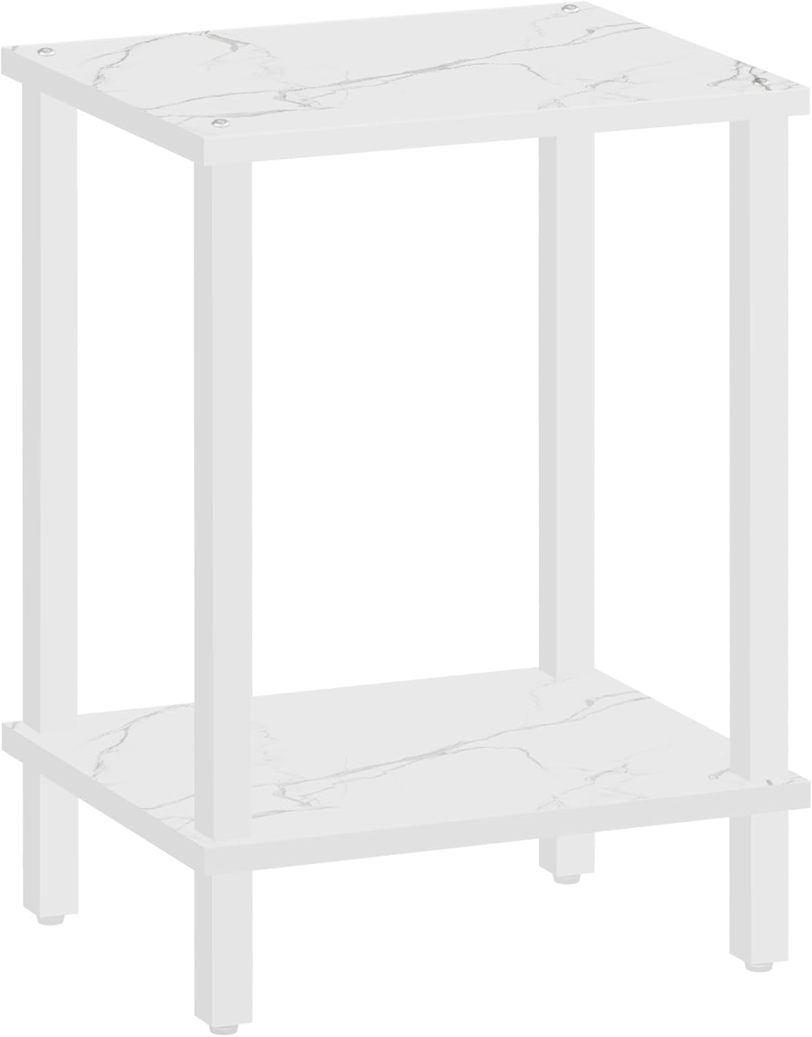 TUTOTAK Mesa auxiliar, mesa auxiliar, mesita de noche, estante de almacenamiento de 2 niveles, mesa de sofá para espacio pequeño, sala de estar,