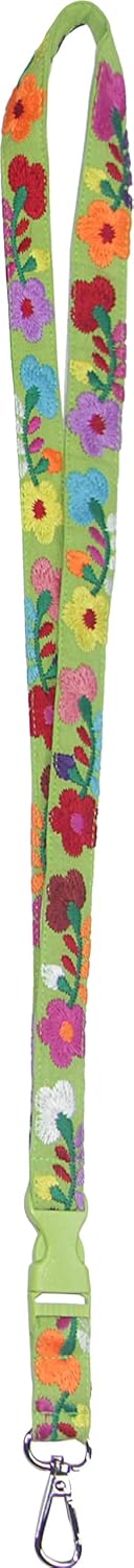 YZXDORWJ Cordón mexicano bordado floral con clip para llaves, estilo bohemio, para identificación con hebilla de seguridad