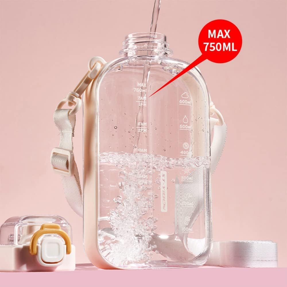 Botella de agua cuadrada de gran capacidad para deportes y fitness (negro)