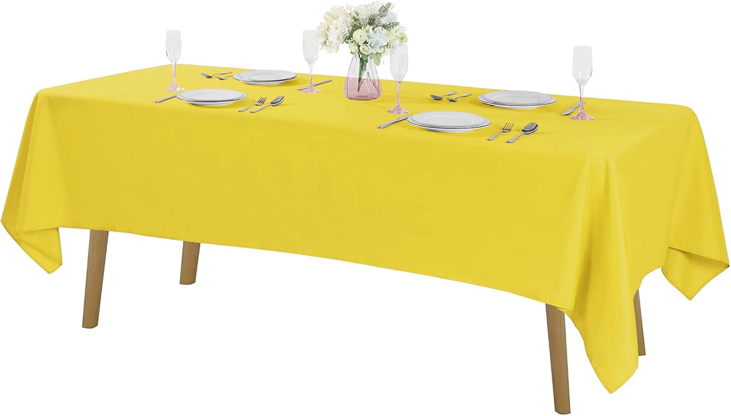 Mantel rectangular de tela de poliéster lavable de 60 x 84 pulgadas, para decoración de bodas, fiestas, comedores, banquetes (60 x 84 pulgadas,