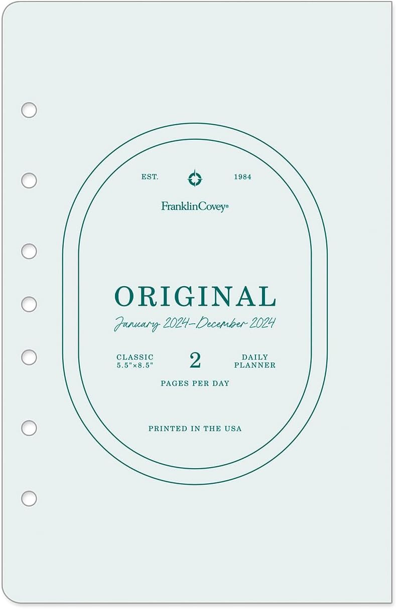FranklinCovey – Agenda original de dos páginas por día con anillo (clásica, enero de 2024 a diciembre de 2024)