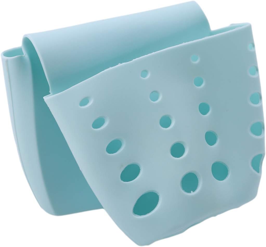 Estante de almacenamiento de cocina doble para fregadero, organizador de cocina, soporte de esponja, color azul