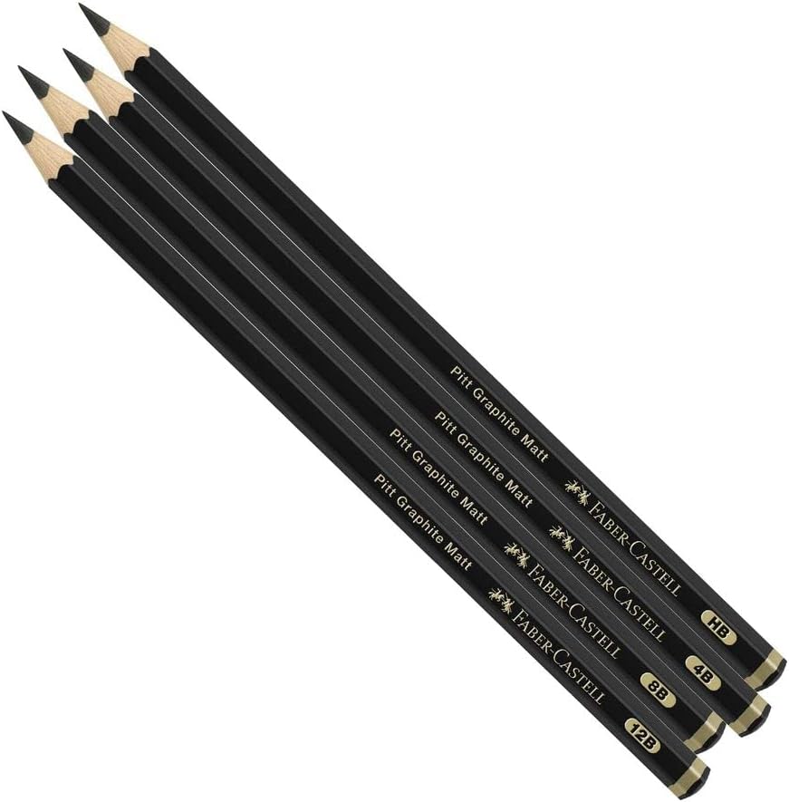 Faber-Castell Art & Graphic Pitt Graphite Matt Pencil, Matt Graphite, 4B, Para Arte, Manualidad, Dibujo, Bocetos, Hogar, Escuela, Universidad,
