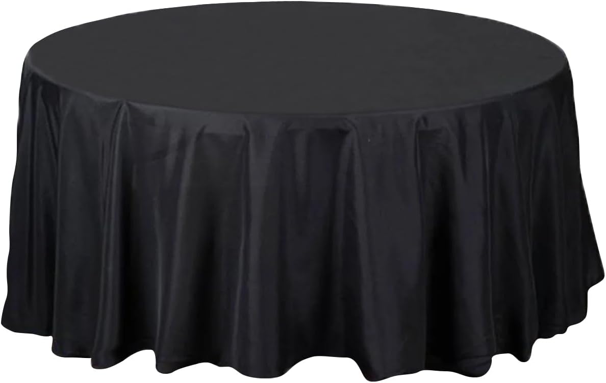 Efavormart – Mantel redondo de poliéster de 108 pulgadas, 108 pulgadas, para bodas, fiestas, banquetes, restaurantes, color negro