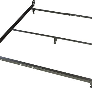 Glideaway Base de cama metálica de perfil bajo Bolt On con 5 patas de soporte y patas estacionarias para colchones de espuma viscoelástica y somier, Glideaway Base de cama metálica de perfil bajo Bolt On con 5 patas de soporte y patas estacionarias para colchones de espuma viscoelástica y somier,