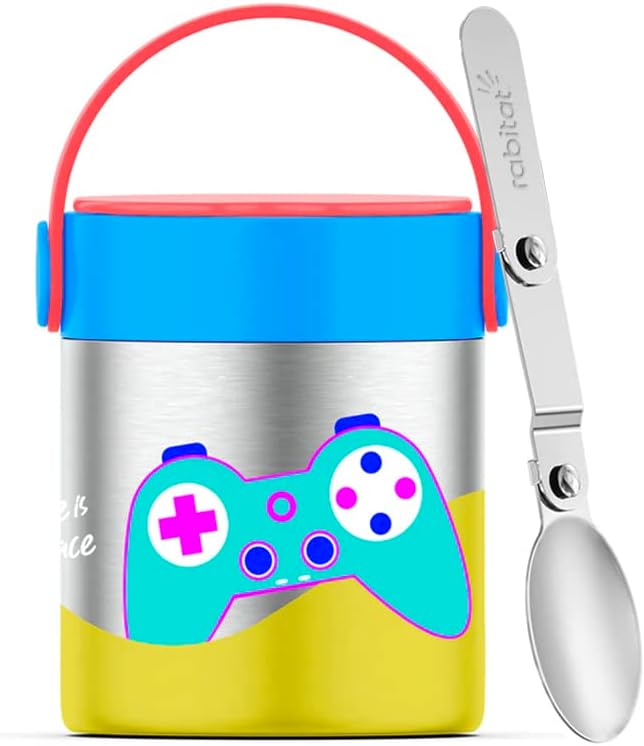 MEALMATE – Tarro de alimentos con aislamiento al vacío Sparky I  Tarro de alimentos de acero inoxidable para niños (14.1 fl oz)