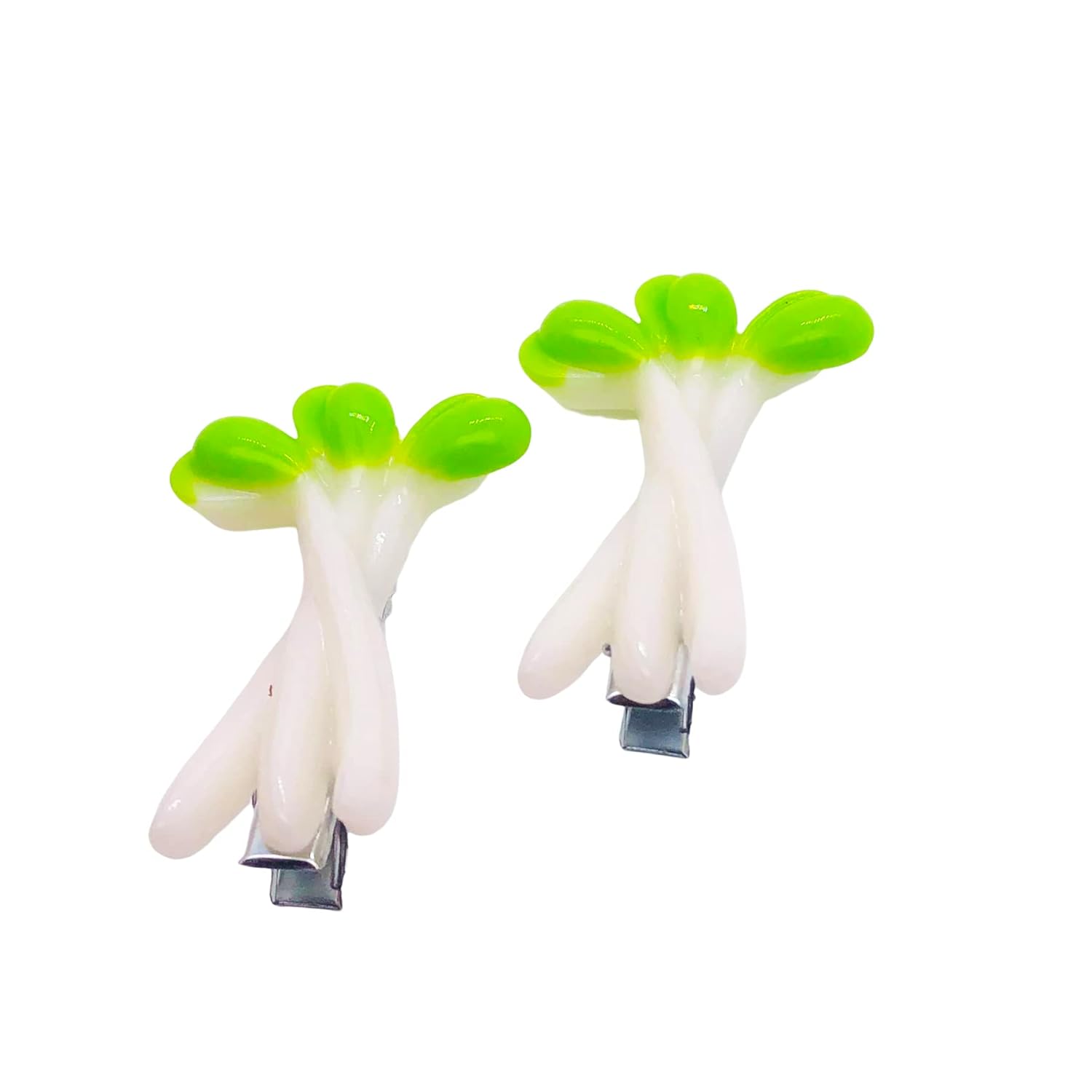 2 pinzas para el cabello de simulación de brotes de frijoles verdes, divertidos clips de flequillo lateral, accesorios para el cabello para mujeres
