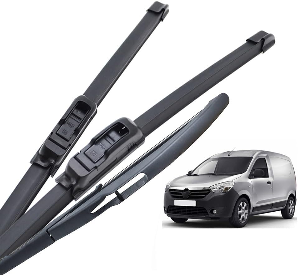 Juego de limpiaparabrisas delantero y trasero compatible con Dacia Renault Dokker 2012-2015 parabrisas ventana 22 + 16 + 10 pulgadas