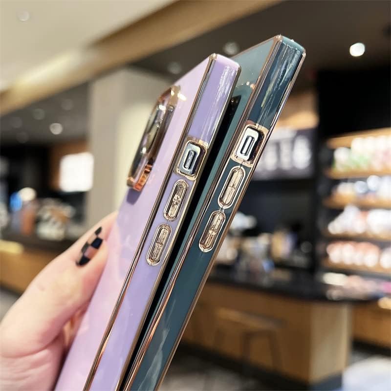 DAHAOGUO Funda cuadrada para iPhone 15 Pro, borde dorado, negro, TPU suave, anticaídas, antiarañazos, absorción de golpes, funda protectora